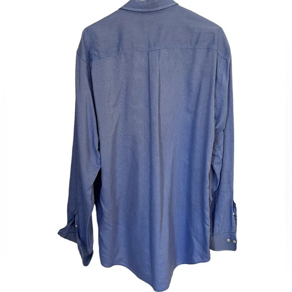 Peter Millar Nonoluxe 100% Cotton Blue Button-Down Large Tall - Picture 3 of 5